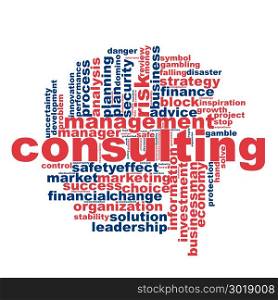 Consulting word cloud concept on white background, 3d rendering.