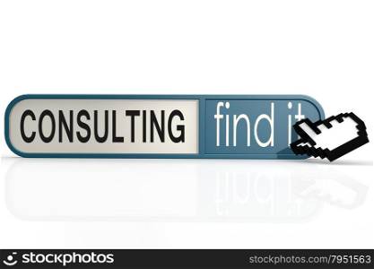 Consulting word on the blue find it banner image with hi-res rendered artwork that could be used for any graphic design.