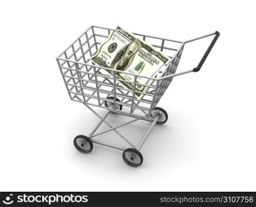Consumer&acute;s basket and dollar. 3d