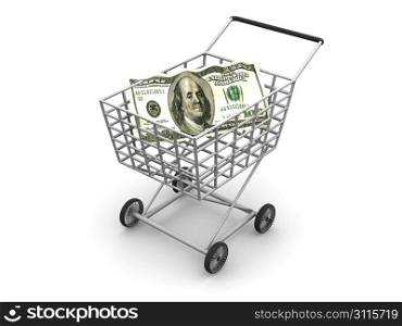 Consumer&acute;s basket and dollar. 3d