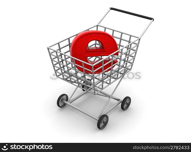 Consumer&acute;s basket and symbol of the Internet. 3d