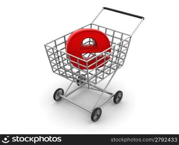 Consumer&acute;s basket and symbol of the Internet. 3d