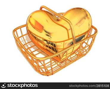 Consumer&acute;s basket with Heart. 3d