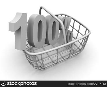 Consumer&acute;s basket with percent. 3d