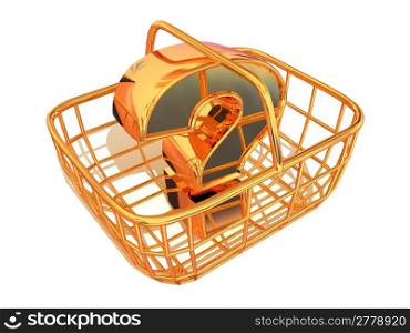 Consumer&acute;s basket with question. 3d