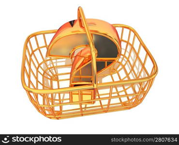 Consumer&acute;s basket with question. 3d