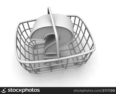 Consumer&acute;s basket with question. 3d