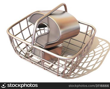 Consumer&acute;s basket with question. 3d