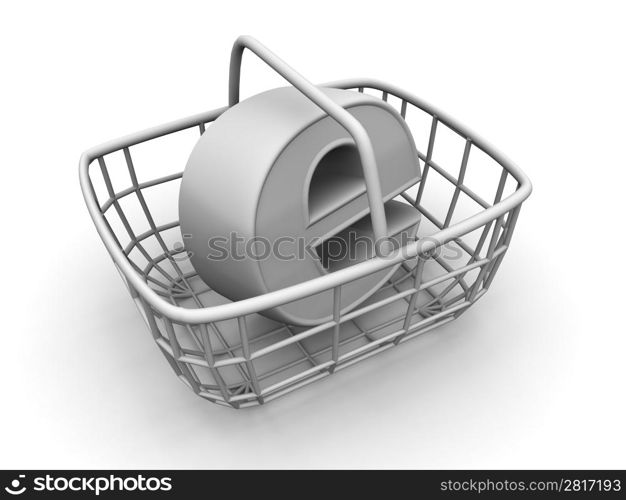 Consumer&acute;s basket with symbol for internet. 3d