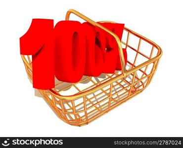 Consumer basket with 100 percent. 3d