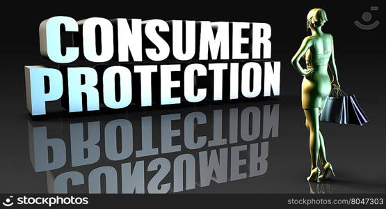 Consumer Protection as a Concept with Lady Holding Shopping Bags. Consumer Protection