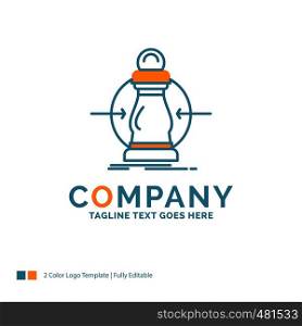 Consumption, cost, expense, lower, reduce Logo Design. Blue and Orange Brand Name Design. Place for Tagline. Business Logo template.