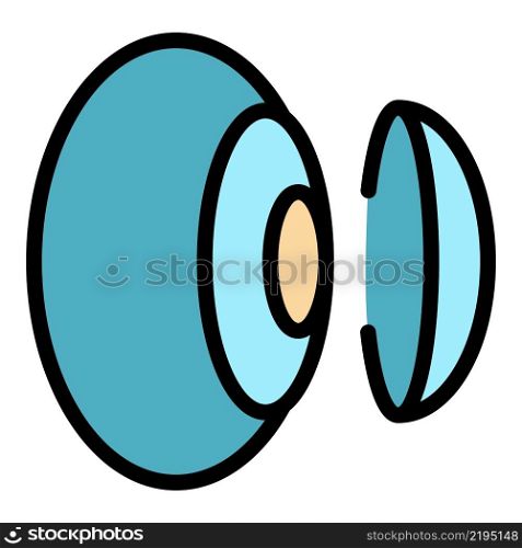 Contact lens icon. Outline contact lens vector icon color flat isolated. Contact lens icon color outline vector