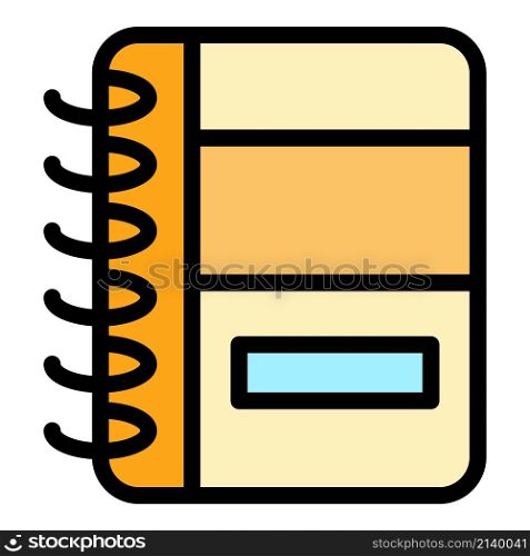 Contact notebook icon. Outline contact notebook vector icon color flat isolated. Contact notebook icon color outline vector