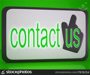 Contact Us Button Showing Customer Service And Support