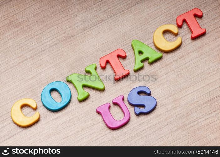 Contact us concept with letters on background