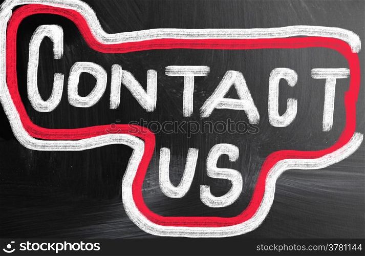 contact us handwritten with chalk on a blackboard