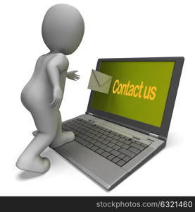 Contact Us On Laptop Showing Helpdesk Communication And Help