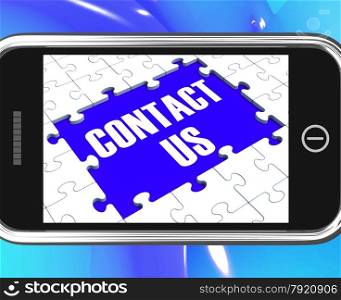 . Contact Us On Smartphone Showing Online Assistance And Support