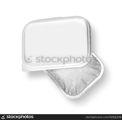 container for butter, melted cheese or margarine spread. isolated over the white background. With clipping path