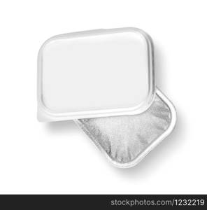 container for butter, melted cheese or margarine spread. isolated over the white background. With clipping path