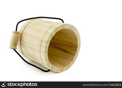 container, package, pot with handle wood on white background