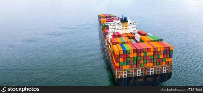 Container ship carrying container, Business shipping import and export logistic and transportation of international by container ship in the open sea.