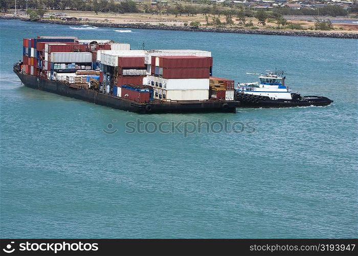 Container ship in the sea, Mawi, Hawaii Islands, USA