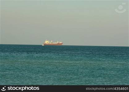 Container ship sailing in the sea