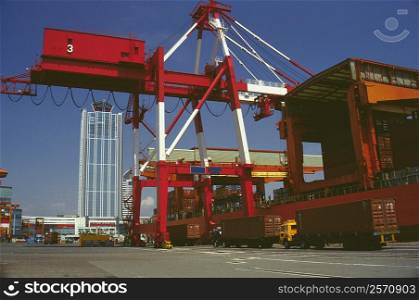 Containers at a commercial dock, Osaka Prefecture, Japan