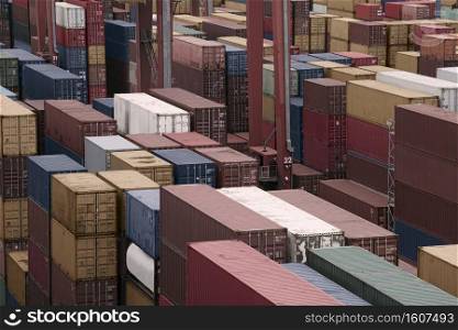 Containers in a Cargo freight Shipyard 