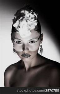 Contemporary Art Design. Fashion Woman Black and White Portrait