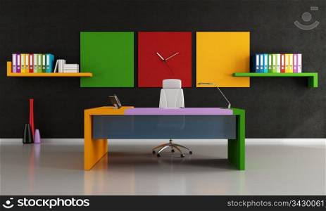 contemporary colorful work space - rendering