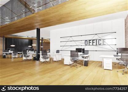 contemporary office interior. 3d rendering design concept