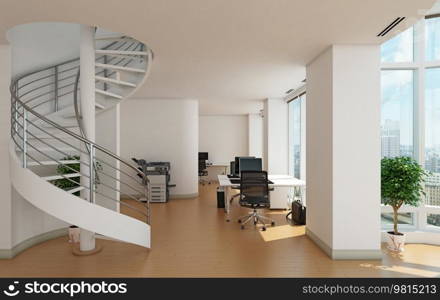 contemporary  office interior. 3d rendering design concept