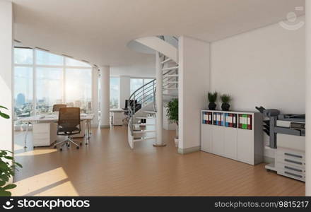 contemporary  office interior. 3d rendering design concept