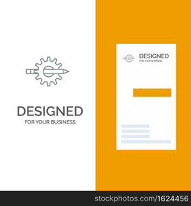 Content, Writing, Design, Development, Gear, Production Grey Logo Design and Business Card Template