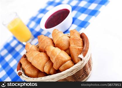 Continental breakfast with croisant and orange juice