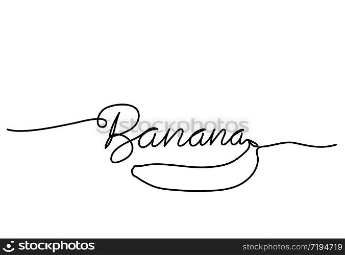 Continuous one line drawing. Bananas fruits.