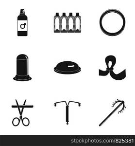 Contraception icon set. Simple set of 9 contraception vector icons for web design on white background. Contraception icon set, simple style