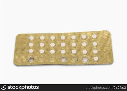 Contraceptive pill isolated on white background with clipping path. Birth control pill,healthcare and medicine.