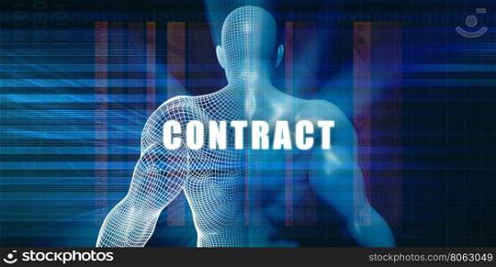 Contract as a Futuristic Concept Abstract Background. Contract
