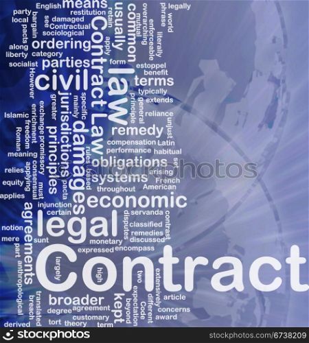 Contract background concept. Background concept wordcloud illustration of contract international