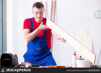 Contractor working in the workshop