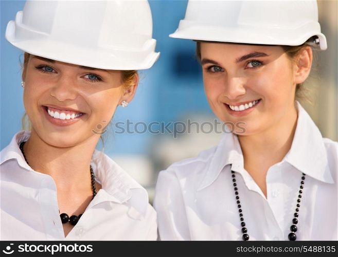 contractors in a front of building site