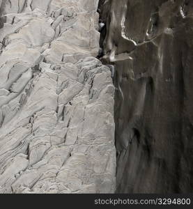 Contrasting geological formations, shale