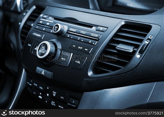 control panel and cd in a modern car