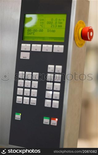 Control panel for modern laboratory equipment. Selective focus.
