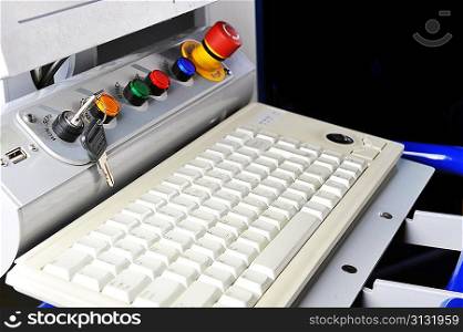 control panel modern machine. using keyboard and monitor