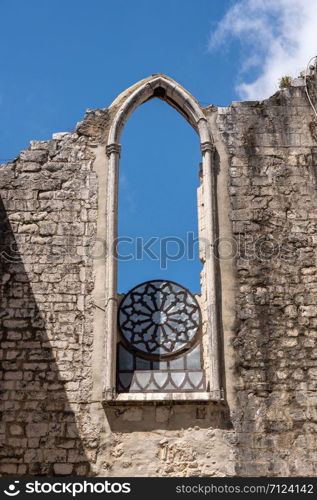 Convent of Carmo in Lisbon damaged in the major earthquake in 1755. Interior of the Convent of Carmo in Lisbon Portugal